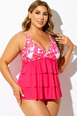 Pink Floral Print Tiered...