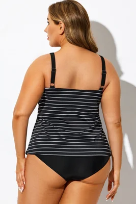 Black & White V-Neck Stripe...