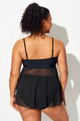 Plus Size Knot Front Mesh...