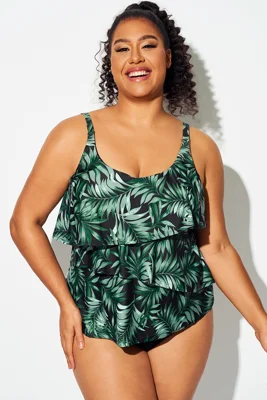 Green Leaf V-neck Irregular...