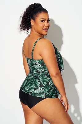 Green Leaf V-neck Irregular...