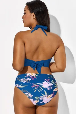 Navy V-neck Halter Tie...