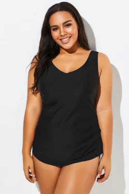 Black V-neck Sarong Front...