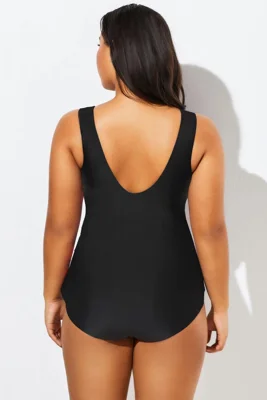 Black V-neck Sarong Front...