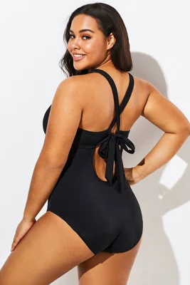 Black Lace Up One Piece...