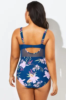 Floral Print Cut Out Mesh...