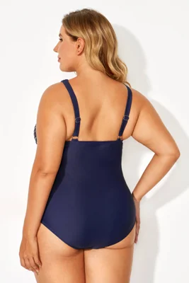 Blue High Neck Dot Wrap One...