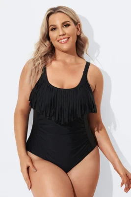 Black V-Neck Fringe Vintage...