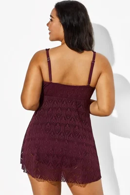 Wine Crochet Side Slit...