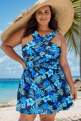 Blue Floral Printed High...