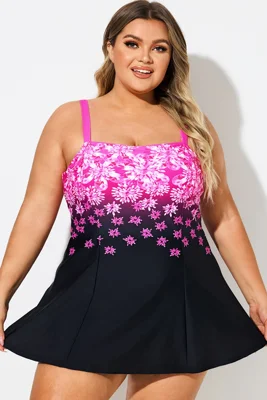 Gradient Print Square Neck...