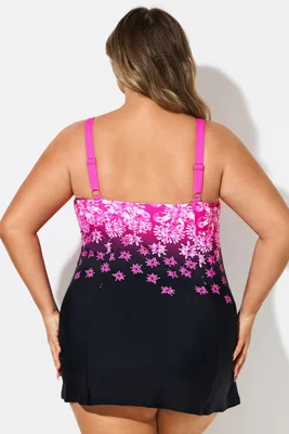 Gradient Print Square Neck...