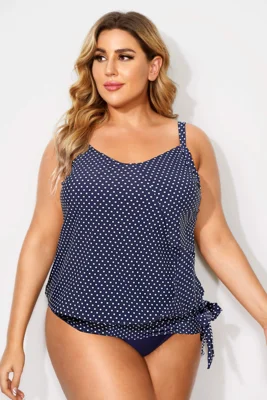 Navy Pindot Women Side Tie...