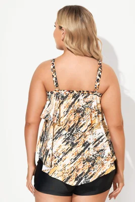 Tie Dye V-Neck Double-Tier...