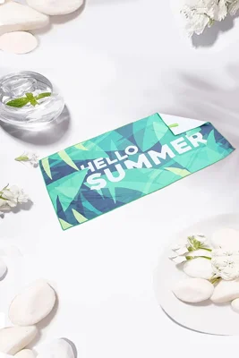 Green Leaf Print Oversized Absorbent Sand Beach Towel