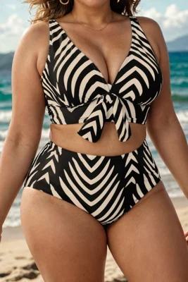 Plus Size Zebra Stripes V...