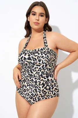 Leopard Print Thick Halter...