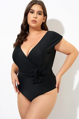 Black Short Sleeve Waist...