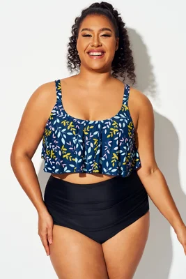 Colorful Leaf Print Crew...