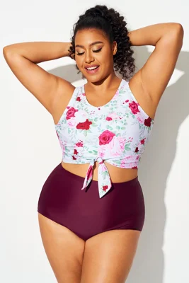 Wine Red Floral Print...