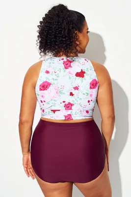 Wine Red Floral Print...