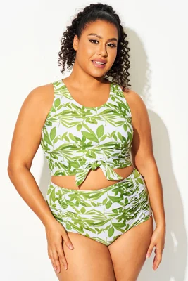 Plus Size Tropical Green...