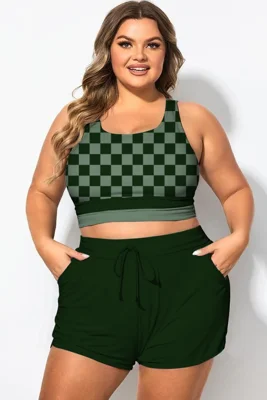 Round Neck Green Check...