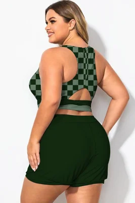 Round Neck Green Check...