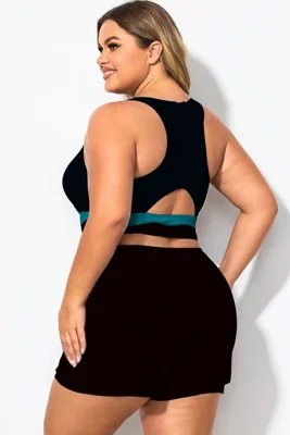 Plus Size Round Neck Lake...