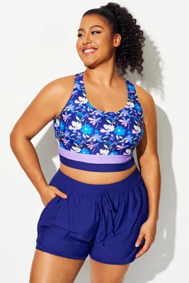 Plus Size Round Neck Purple...