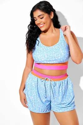 Blue Floral Round Neck...