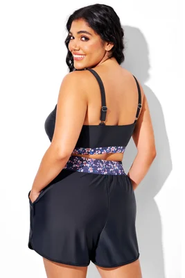 Plus Size Black Floral...