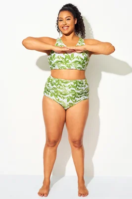 Plus Size Tropical Green High Waisted Bottom