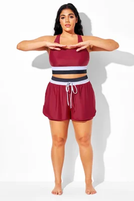 Plus Size Dark Red Mid...