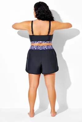 Plus Size Floral Colorblock...