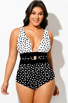 Polka Dot Cut Out One Piece...