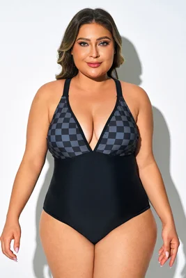 Black Check Panel Print One...