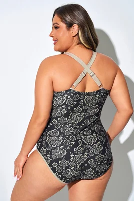 Golden Floral Deep V-Neck...