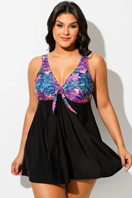 Tie Front V-Neck Tummy...