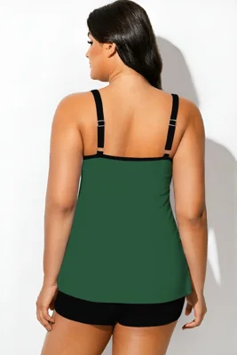 Green Square Neck Tankini...