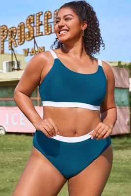 Plus Size Blue & White...